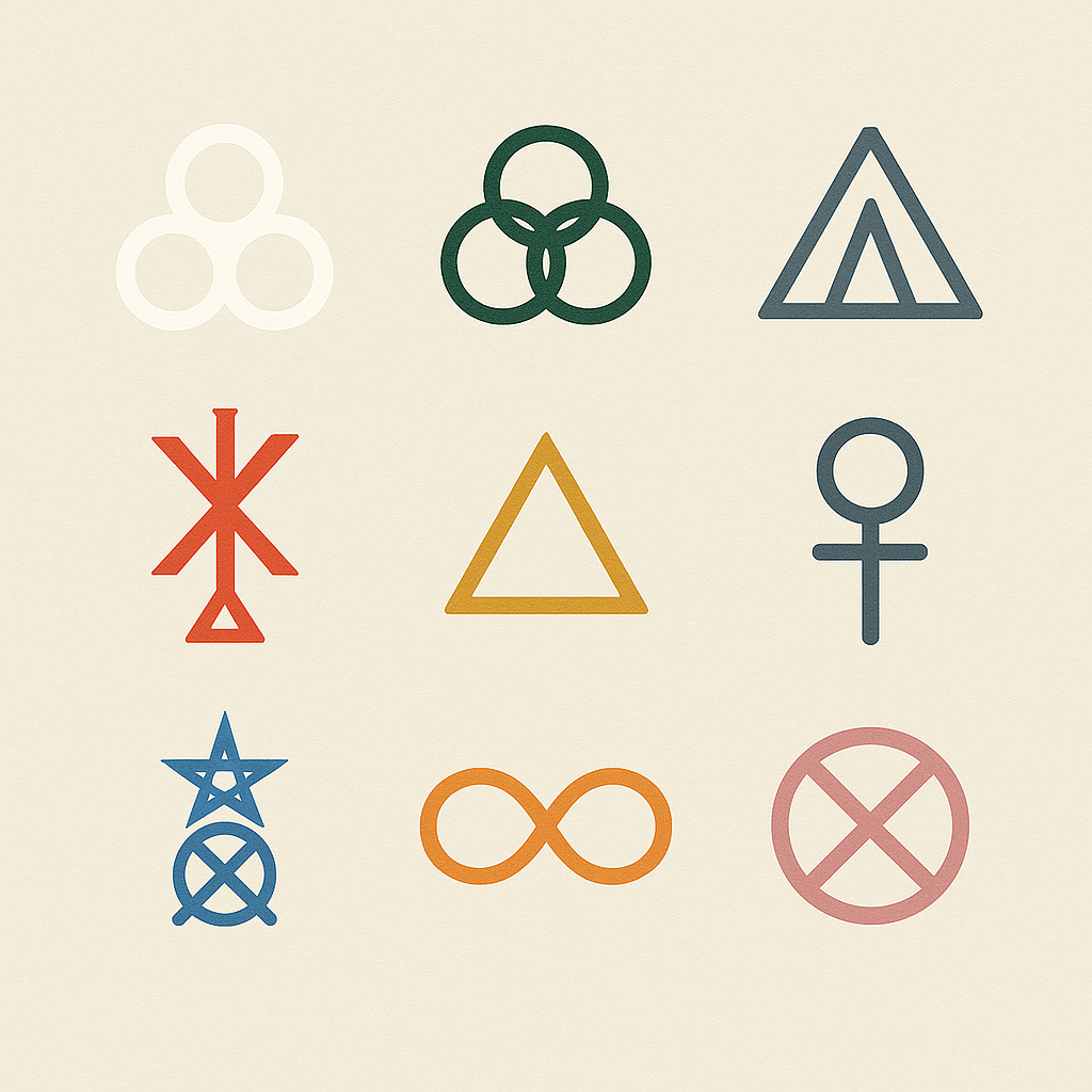 Geometric Symbols Grid On Beige